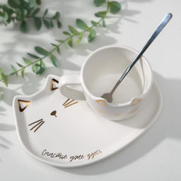 Чайная пара Счастье уже здесь: кружка 200 мл, блюдце 18?11 см, ложка