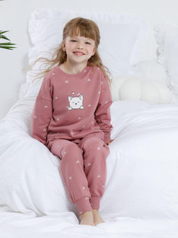 К 1581/темная пудра,бантики пижама дет