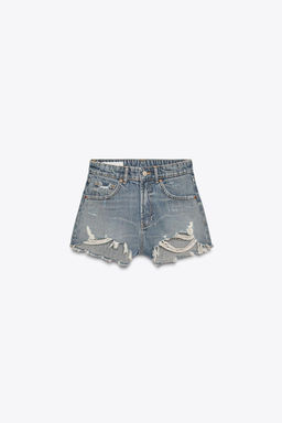 HIGH-WAIST CURVED DENIM SHORTS - Zara фото 13