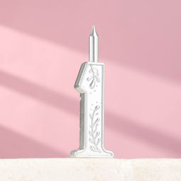 Цена за 2 шт. Свеча для торта «Серебряный узор», цифра 1