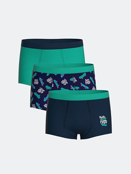Bask?l? Erkek ?ocuk Boxer 3l?