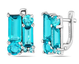 Серьги, аквамарин выращ., Мартина