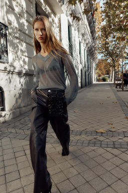 FAUX LEATHER STRAIGHT TROUSERS - Zara фото 9