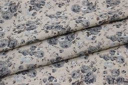 Полулен "Серо-голубые розочки" (на т.суровом), ш.1.5м, хлопок-70%, лен-30%, 140гр/м.кв