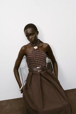 BELTED MIDI A-LINE SKIRT - Zara фото 16