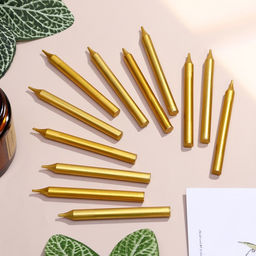 Цена за 2 шт. Свеча для торта Спарк, 12 шт., 8 см, золотой металлик