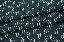 Теплый хлопок Набойка-веточки с горошком цв.темная хвоя, ш.1.48м, хлопок-100%, 160гр/м.кв - Купава фото 5