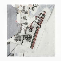 Дорожка на стол Этель «Зимняя деревушка» 30×70 см, 100% хлопок, саржа 190 г/м², белая/серая