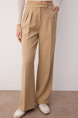 Vizon Wide Leg/Genis Paca Yuksek Bel Dokuma Kumas Pantolon TWOAW22PL0066
