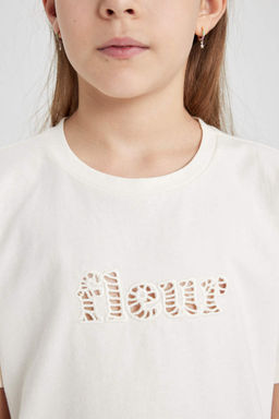 Футболка с коротким рукавом с принтом для девочек - Defacto фото 5