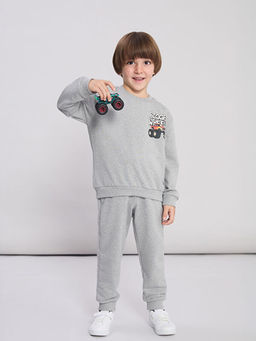 Bask?l? Erkek ?ocuk Sweatshirt ve E?ofman Alt?