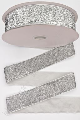 Лента с люрексом 3,8 см*20 ярд (SF-7318) белый/серебро №11