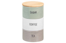 Набор 3 банок для сыпучих продуктов 11*11*19,5 см Coffee,Tea,Sugar зел,белый,серый, с бамб.крышкой - Elan gallery фото 4