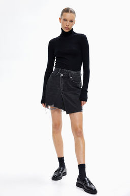 Falda denim con cintura cruzada