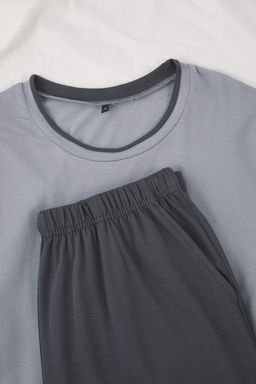 Gri Regular Kesim Yaka Detayl? Cepli Orme Pijama Tak?m? TMNAW26PT00011 - Trendyolmilla фото 4