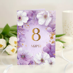 Открытка 4 шоколадки "8 марта (сиреневая)"