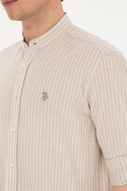 Рубашка мужская U.S. Polo Assn в полоску хаки фото 7