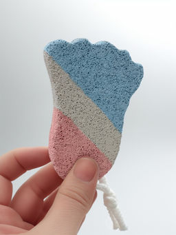 Цена за 14 шт. Пемза для педикюра «Ступня», с подвесом, 9×6 см, в коробке, разноцветная