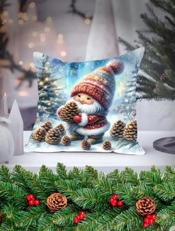 Наволочка декоративная новогодняя 45х45 на молнии, без наполнения