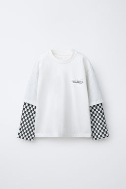 DOUBLE SLEEVE T-SHIRT AND CHECKERBOARD BERMUDA SHORTS SET - Zara фото 11