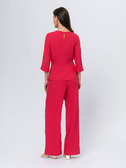 Блуза малинового цвета с декоративным поясом - 1001dress фото 3