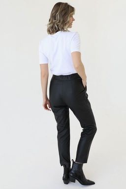 Брюки из искусственной кожи с высокой посадкой - Looklikecat фото 2