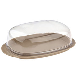 Масленка пластмассовая Кристалл 19х10х6см, прозрачная крышка, латте (Россия)