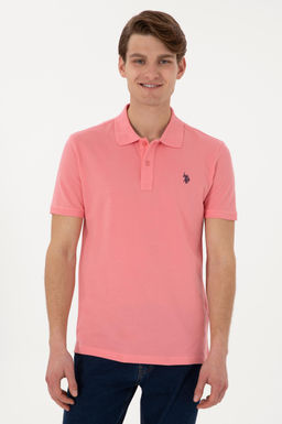 Erkek Slim Fit Polo Yaka Pembe Basic Ti__rt