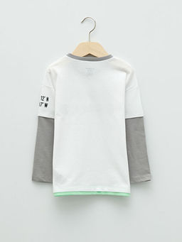 Bisiklet Yaka Uzun Kollu Bask?l? Pamuklu Erkek Bebek Ti??rt - Waikiki фото 2