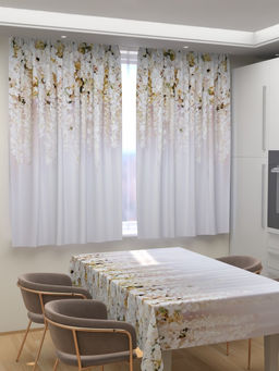 Фотошторы для кухни Белый цветочный водопад Фотошторы ткань Габардин