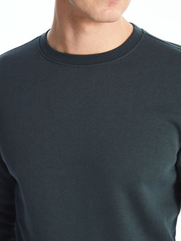 Bisiklet Yaka Uzun Kollu Erkek Kal?n Sweatshirt