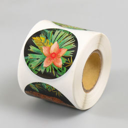 Наклейка бумага Гепарды, тиснение золото, d=3.8 см, 252 шт. в рулоне