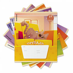 Цена за 10 шт. Тетрадь школьная ученическая ErichKrause Приключения на хвост, 18 листов, линейка (в плёнке по 10 шт.)_MIX-PACK