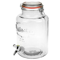 Лимонадник стеклянный с бугельным замком "Семья" 5л, д19см h29,5см, д/горловины 11,2см, с краником, крышка с силиконовый уплотнитель (д/основания 16см) (Китай)