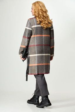 Пальто БелЭльСтиль 841 клетка серая  фото 45