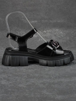 08-PEY144-5 BLACK Босоножки женские (натуральная кожа)