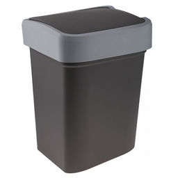 Ведро для мусора с плавающей крышкой пластмассовое Smart Bin 25л, 33,3х26,9х45,7см, с креплением для мусорных пакетов, серый, Econova (Россия) - Домашняя мода фото 5