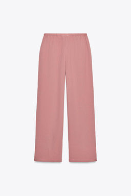 WRINKLED-EFFECT WIDE-LEG TROUSERS - Zara фото 6