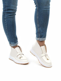 01-5281-2 WHITE Ботинки демисезонные женские (натуральная кожа, байка)