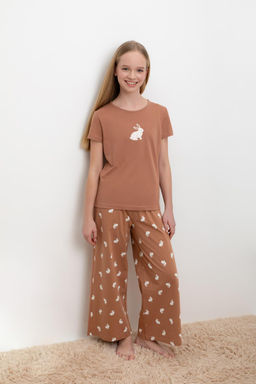 Crockid _ КБ 2827/кофейный мусс,белый кролик пижама для дев