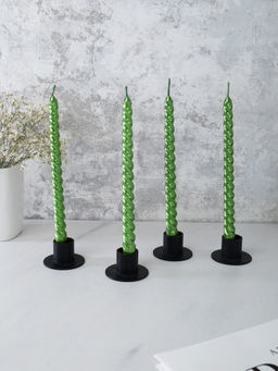 Свеча стержень 4 штуки 20 см витая глянец / MG-104 /уп 144/ зеленая - ГалеонТрейд фото 2
