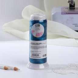 Нить атласная для вышивания, 120D/2, 700 м, синяя №670