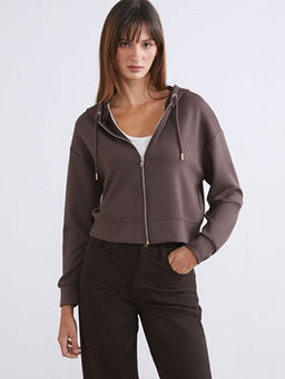 Kap??onlu Kad?n Fermuarl? Sweatshirt