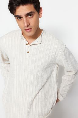TRENDYOL MAN Ekru Relaxed Fit Keten Icerikli Gomlek TMNSS23GO00121 - Trendyolmilla фото 4