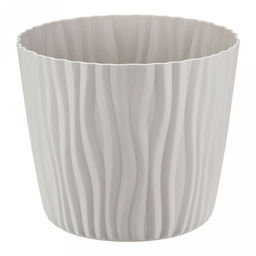 Кашпо для цветов пластмассовое "Волна" 2л, д16см, h13,5см, с вкладышем, кремовый (Россия)