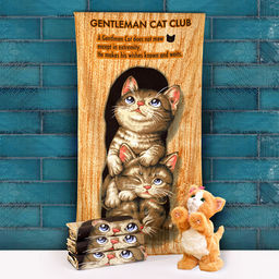 "Япония-2017" Полотенце махровое 34х78см, плотность 300гр/м2, 100% хлопок, "Котята", оранжевый, Bolangde (Китай)