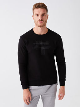 Bisiklet Yaka Uzun Kollu Bask?l? Erkek Sweatshirt - Waikiki фото 2