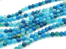 Бусины из агата тонированного шарик 8мм цв.лазурный, 37см, 46 бусин Радуга камня