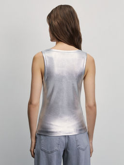 Вискозная майка с серебряным напылением / Zarina  фото 7