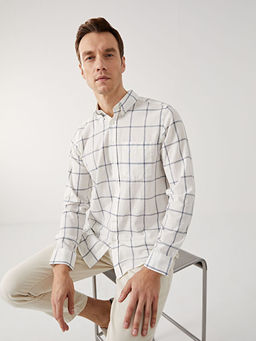 Regular Fit Uzun Kollu Ekose Poplin Erkek G?mlek